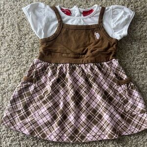 U.S. Polo Assn. Brown and Pink Plaid Kids Casual Dress